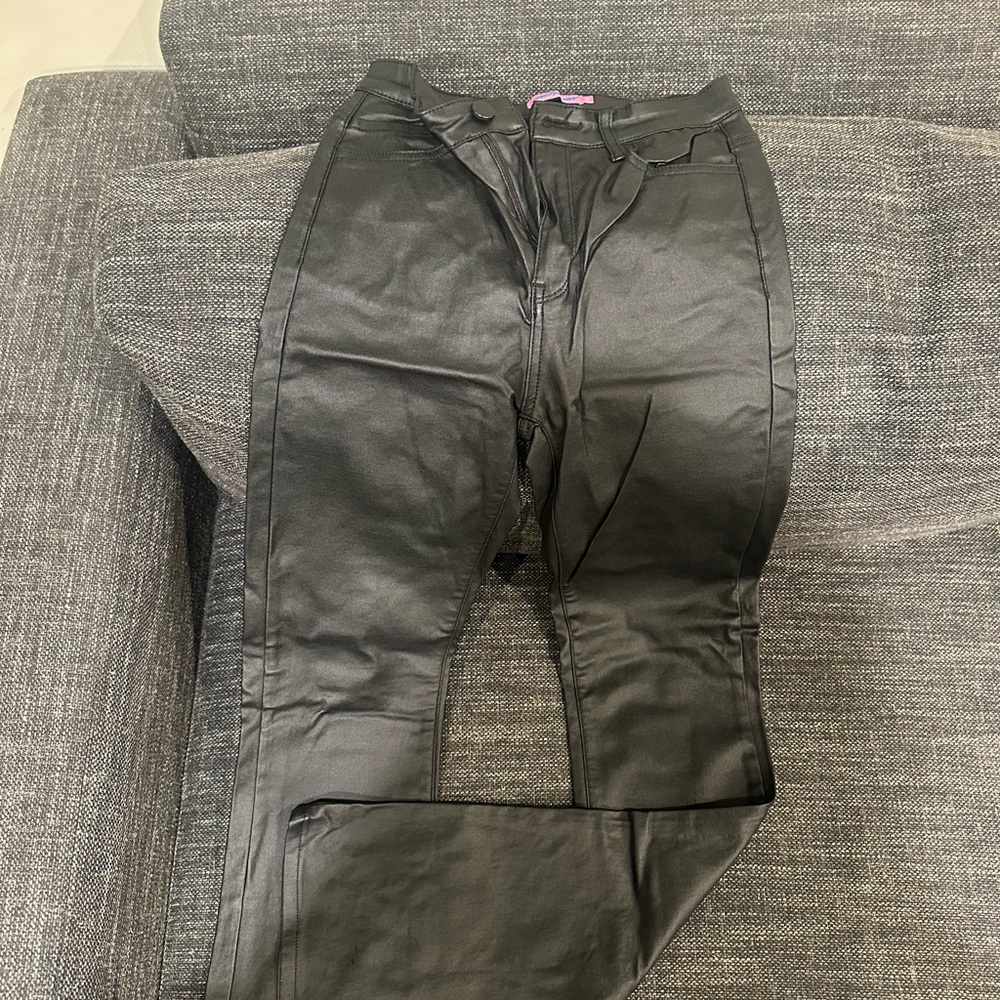 Edikted Black Faux Leather Trousers